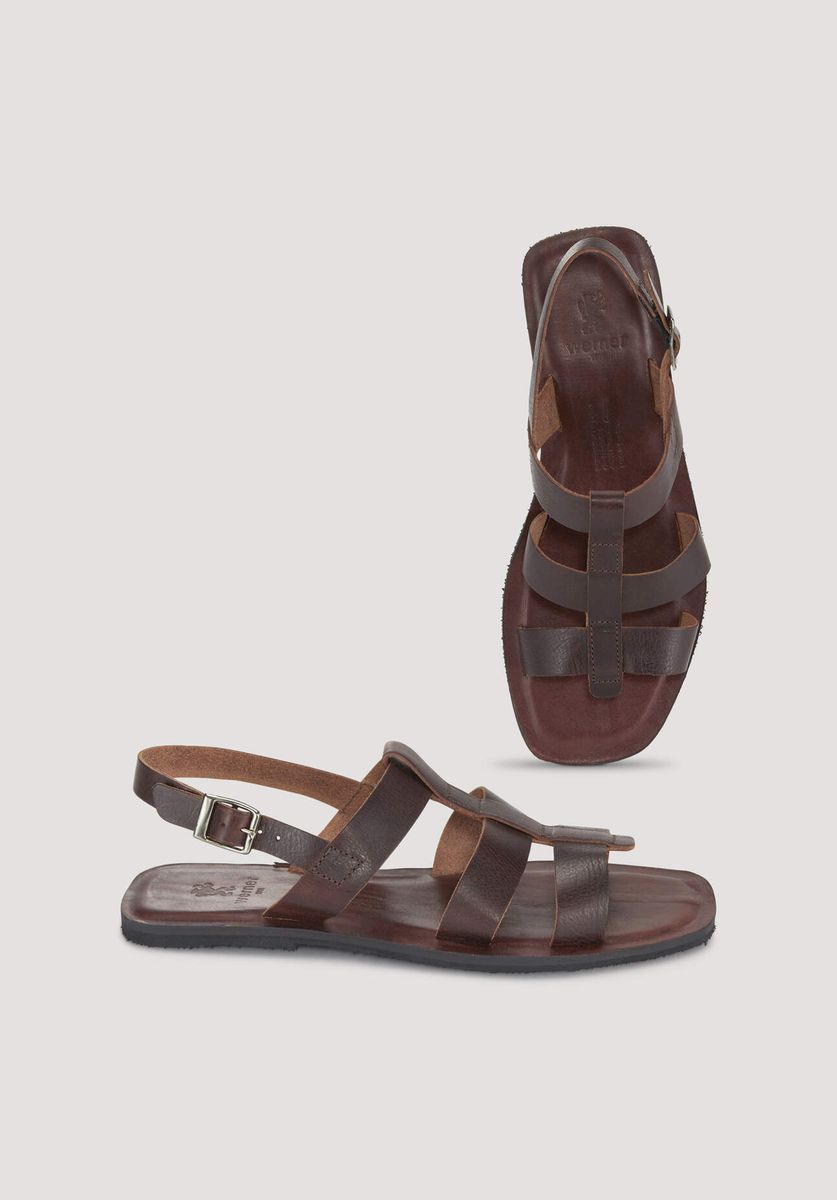 hessnatur Damen Römer Sandale aus chromfrei gegerbtem Leder - braun - Größe 36