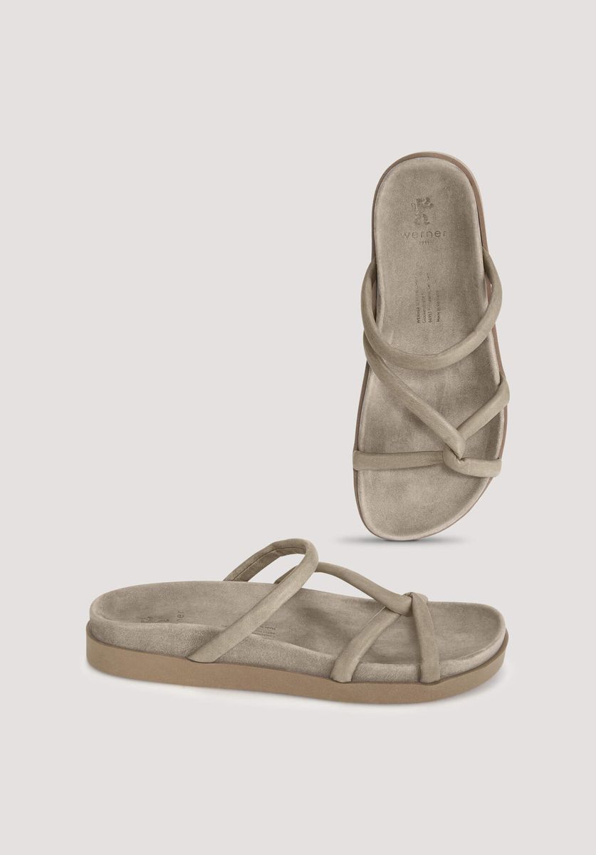 hessnatur Damen Pantolette aus Nubuk-Leder - grau - Größe 36