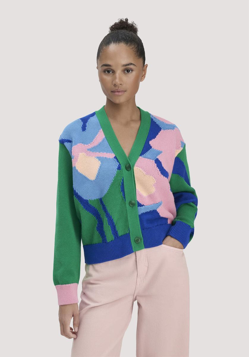 hessnatur Damen Strick Jacke Relaxed LIV LEE aus Bio-Baumwolle - grün - Größe L