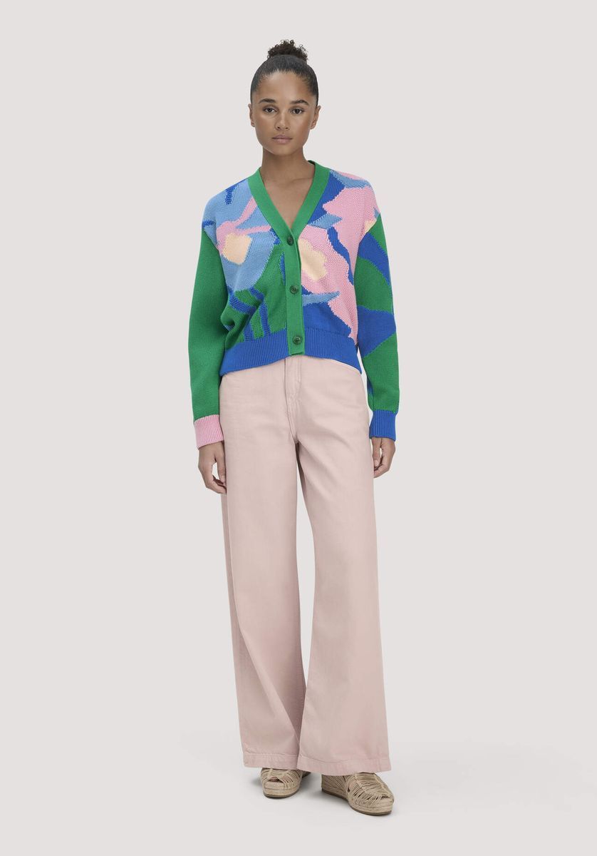 hessnatur Damen Strick Jacke Relaxed LIV LEE aus Bio-Baumwolle - grün - Größe L