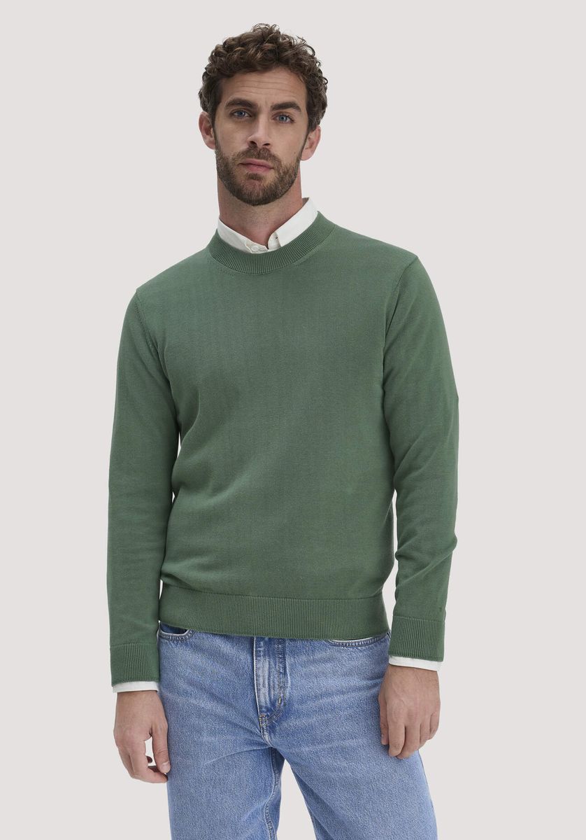 hessnatur Herren Strick Pullover Regular aus Bio-Baumwolle - grün - Größe L