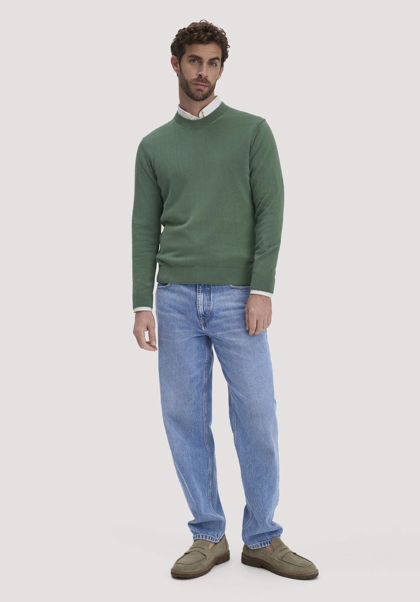 hessnatur Herren Strick Pullover Regular aus Bio-Baumwolle - grün - Größe L