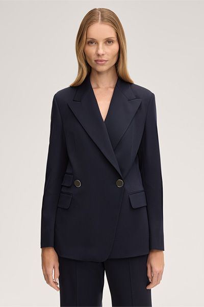 Bottega Giuseppe Schurwollstretch-Doppelreiher-Blazer in Marineblau