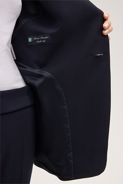 Bottega Giuseppe Schurwollstretch-Doppelreiher-Blazer in Marineblau