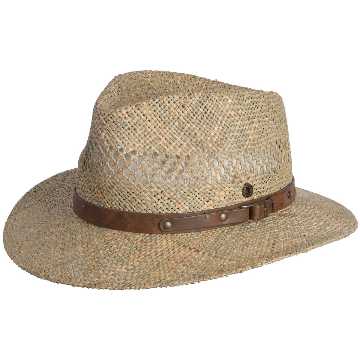 Catania Strohhut breite Krempe Lederband
