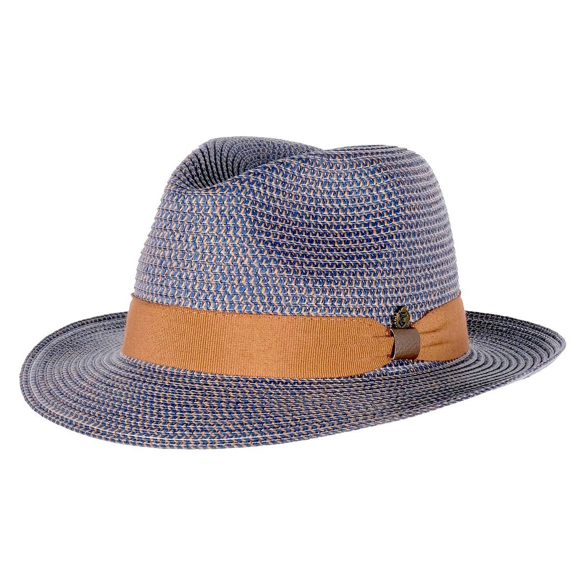 Blauer gewebter Fedora-Hut mit Band
