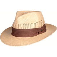 Klassischer Stroh-Fedora mit braunem Band