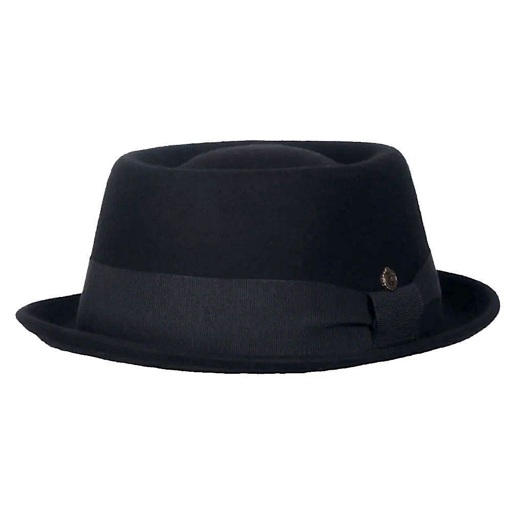 Klassischer schwarzer Woll-Pork-Pie-Hut