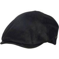 Schwarze flache Ledermütze handgefertigt