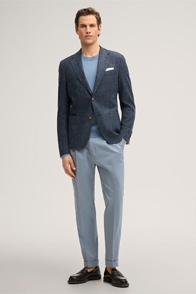 Windsor Giro Marine Melange Baumwoll-Leinen-Mischung Blazer Sakko