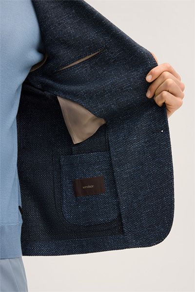 Windsor Giro Marine Melange Baumwoll-Leinen-Mischung Blazer Sakko