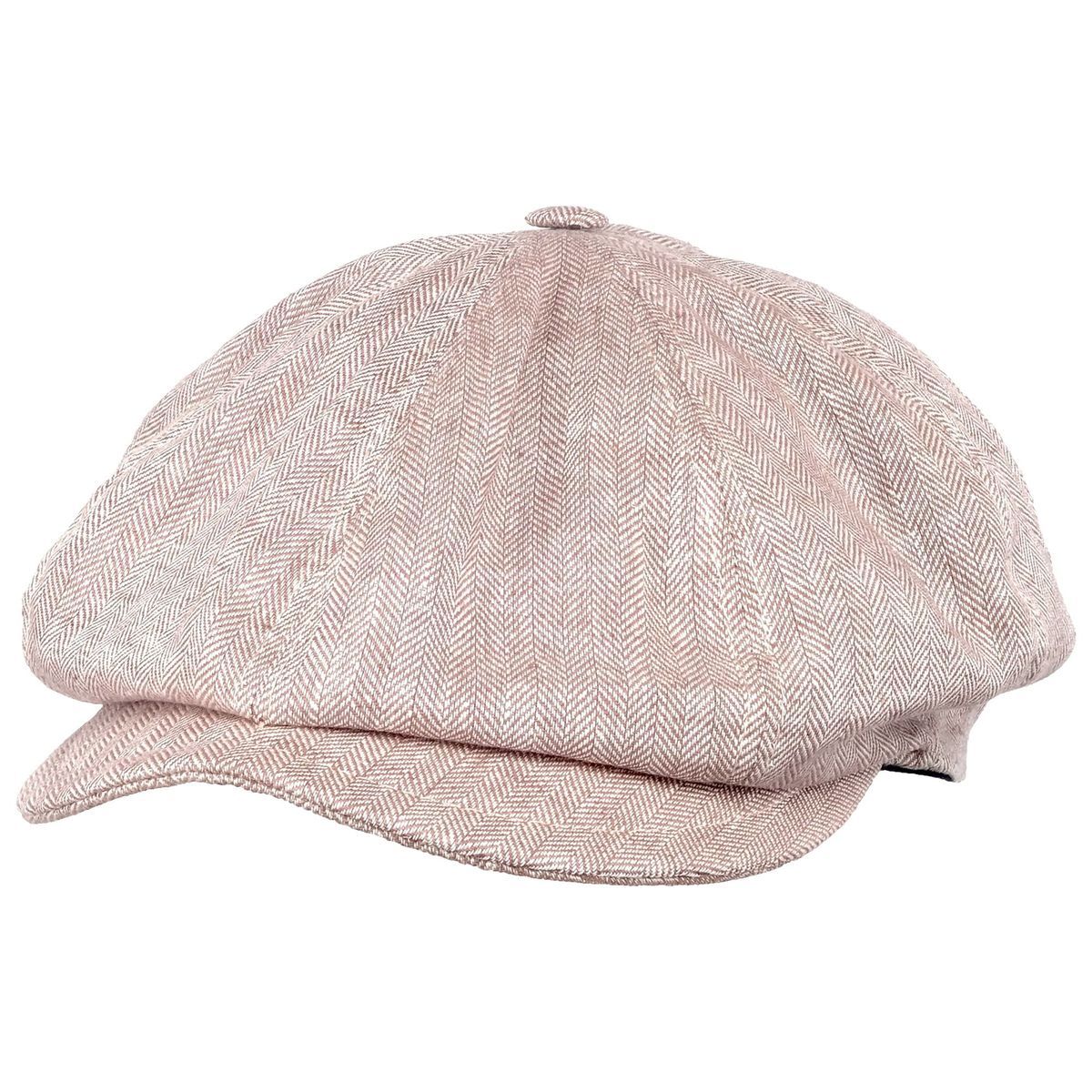 Leinen Bakerboy Schirmmütze Fischgrät Beige