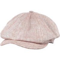 Leinen Bakerboy Schirmmütze Fischgrät Beige