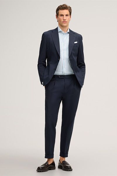 Windsor Giorno Marineblaues Sakko aus Baumwollmischung mit Reverskragen