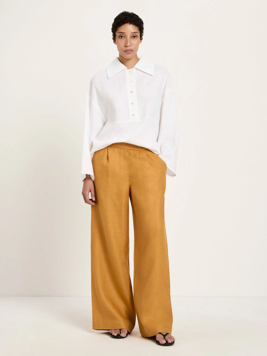 Elegante Weitbeinhose aus Bio-Leinen