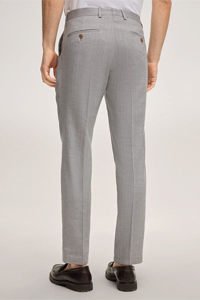 Silvi Wollmischung Grau Bundfaltenhose mit Leinen