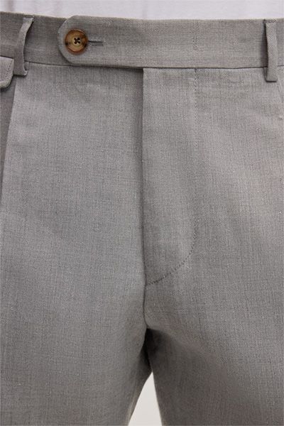 Silvi Wollmischung Grau Bundfaltenhose mit Leinen
