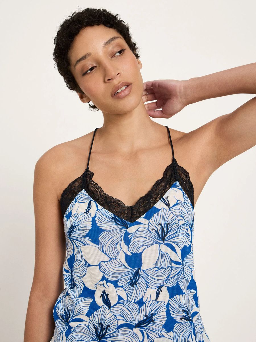 Camisole-Top mit Blumenmuster und Spitze