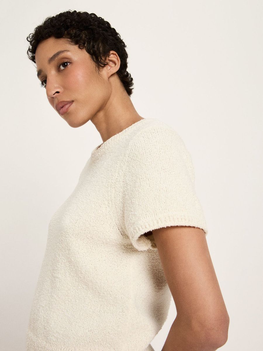 Bouclé Kurzarmpullover (GOTS)