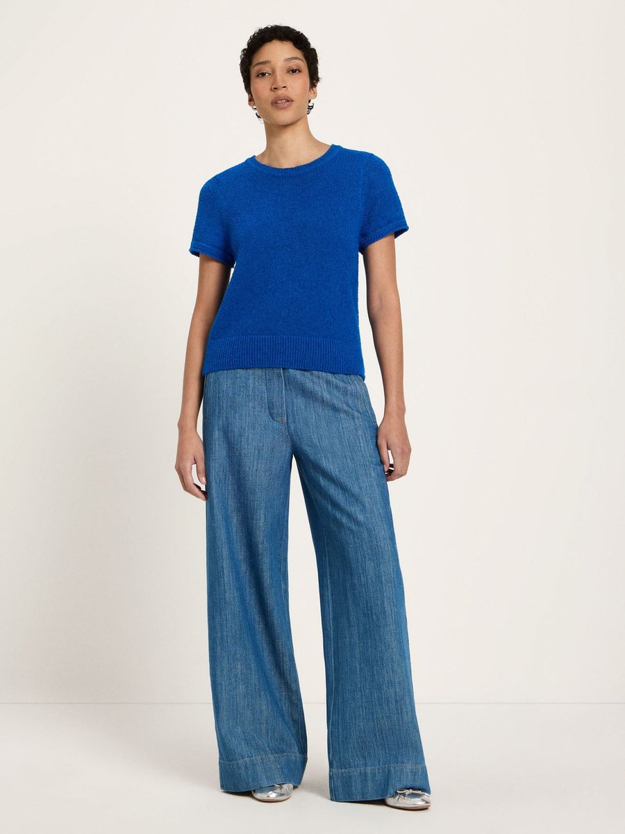 Bouclé Kurzarmpullover (GOTS)