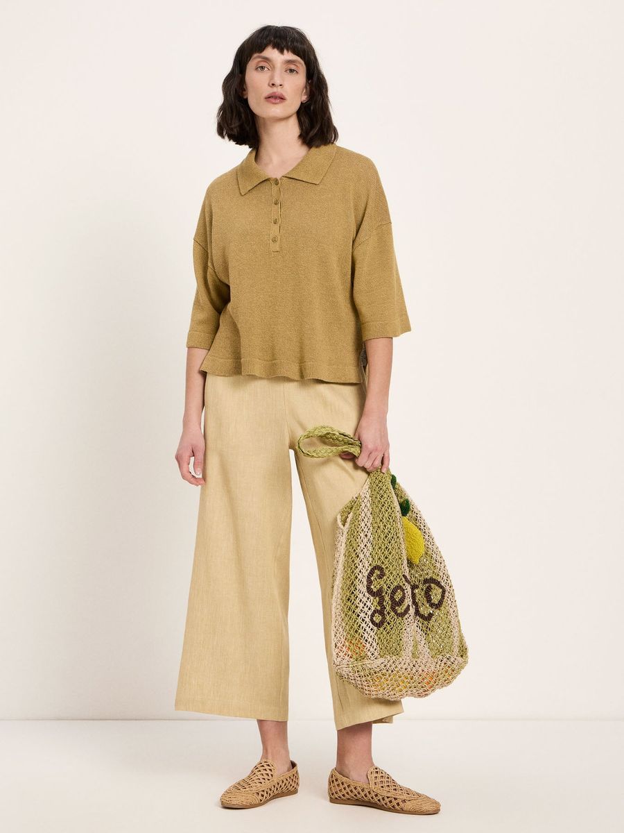 Halbarmpullover mit Polo-Kragen