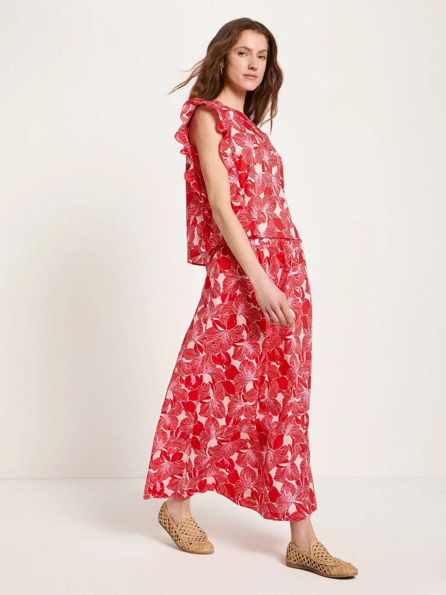 Florale Volant-Bluse aus Baumwolle