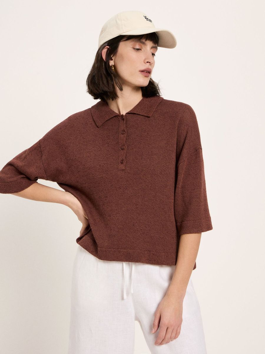 Halbarmpullover mit Polo-Kragen