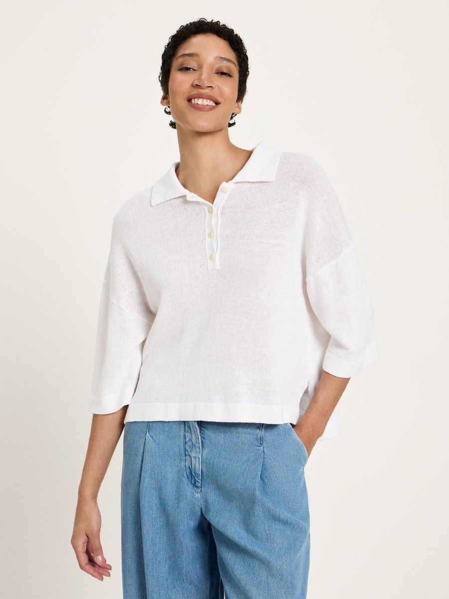 Halbarmpullover mit Polo-Kragen