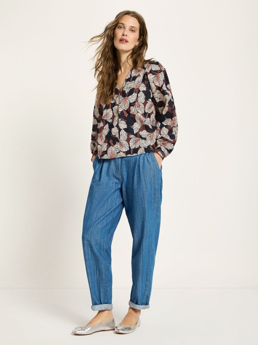 Bluse mit Kräuseln (GOTS)