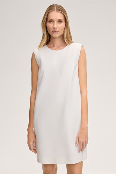 Weekend Max Mara Ecru Ärmelloses Crêpe-Etuikleid mit V-Ausschnitt