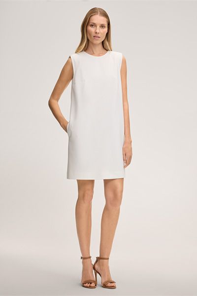 Weekend Max Mara Ecru Ärmelloses Crêpe-Etuikleid mit V-Ausschnitt