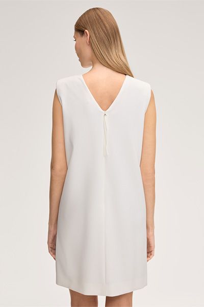 Weekend Max Mara Ecru Ärmelloses Crêpe-Etuikleid mit V-Ausschnitt