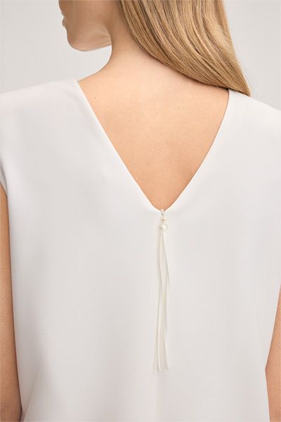 Weekend Max Mara Ecru Ärmelloses Crêpe-Etuikleid mit V-Ausschnitt