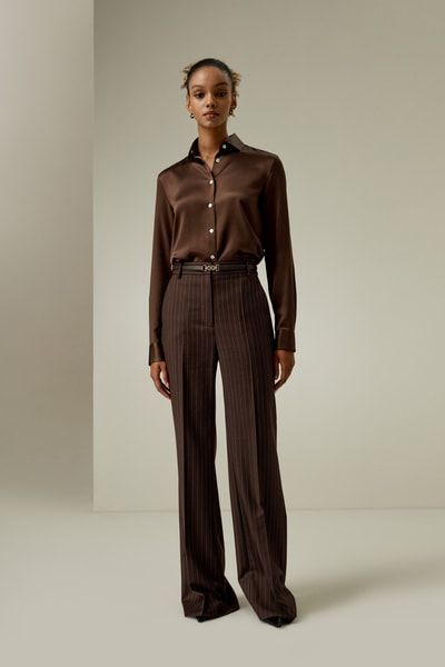 Satin-Seidenhemd mit Muschelknopf