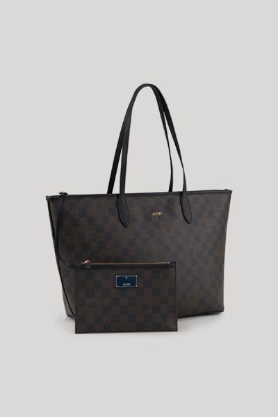 JOOP! Cortina Piazza Lara brauner karierter Shopper aus Kunstleder