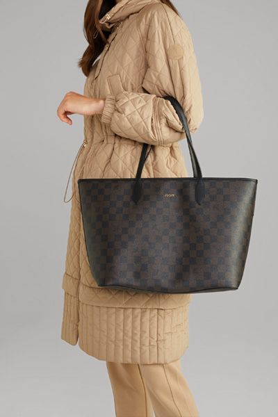 JOOP! Cortina Piazza Lara brauner karierter Shopper aus Kunstleder