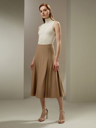 Falten-Midirock aus Merinowolle