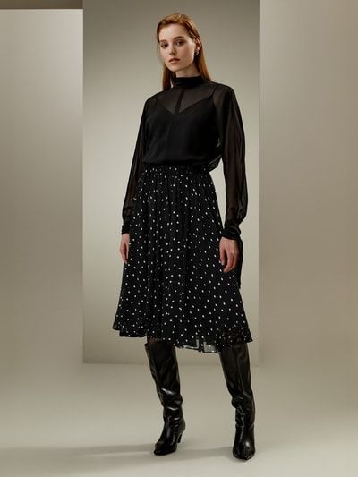 Midirock mit Allover-Polka-Dots