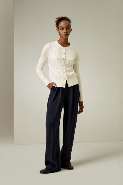 Luxuriöser Kaschmirpullover mit Zopfmuster für Damen