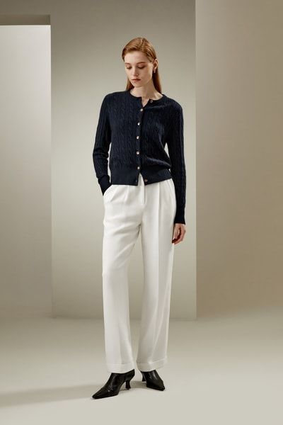 Luxuriöser Kaschmirpullover mit Zopfmuster für Damen