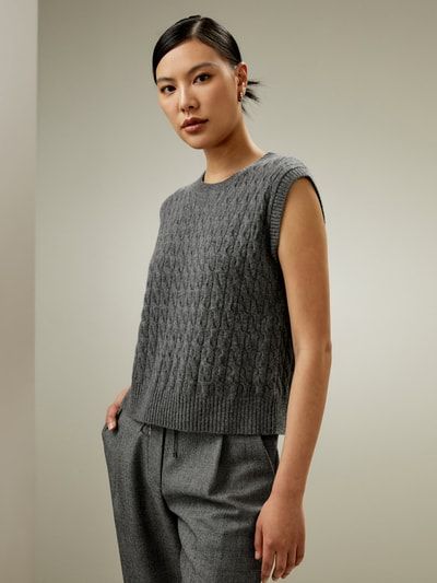 Ärmellose Weste aus Baby-Kaschmir-Rundhalsausschnitt