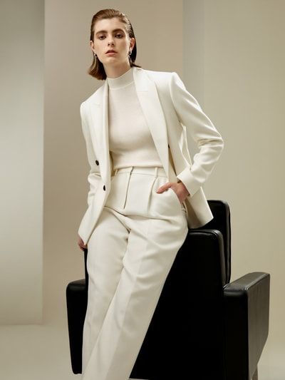 Elegante Business-Hose aus Seiden-Woll-Mischung mit mittlerer Leibhöhe