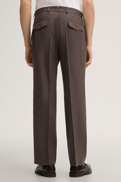 Franco's Wollmischung Braune Bundfaltenhose mit Gürtelschlaufen