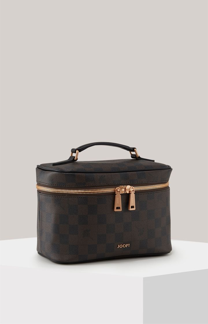JOOP! Cortina Piazza Flora Braune Kosmetiktasche Schachbrettmuster