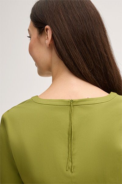 Baumwollstretch Kurzarm Bluse in Grün Popeline