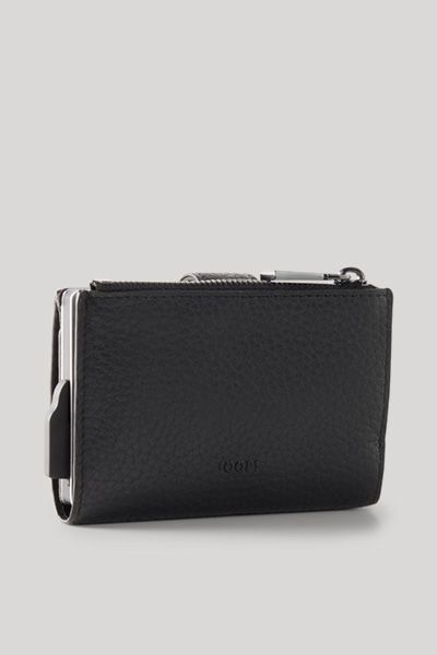 JOOP! Cardona Schwarzer Kartenhalter aus Leder mit Security-Klick