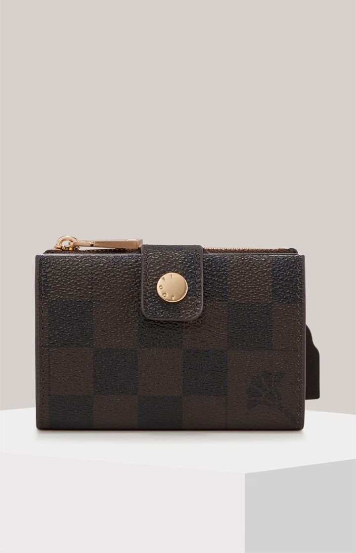 JOOP! Cortina Piazza C-Four Kartenetui Dunkelbraun Schachbrettmuster