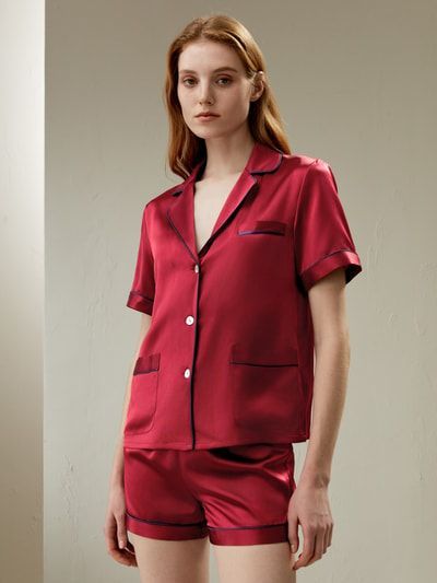 Sommer Damen Seide Pyjamas Set