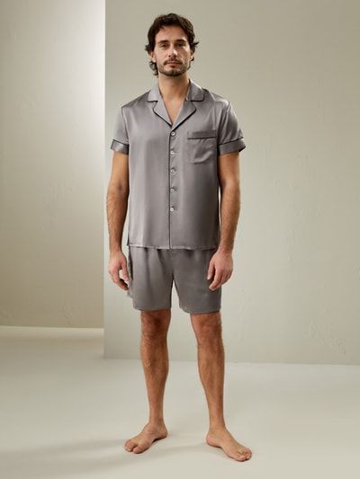 2 teilig Seide Pyjamas Nachtwäsche Herren