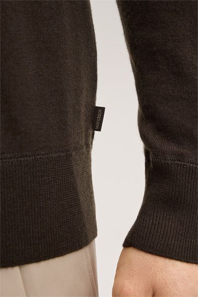 Windsor Nando Brauner Kaschmir- und Seidenpullover mit Rundhalsausschnitt